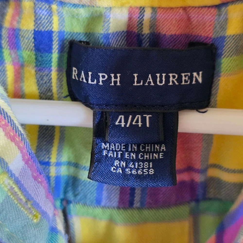 Ralph Lauren Kids Girls Plaid Tunic Shirt Dress Yellow Pink Blue Size 4T‎